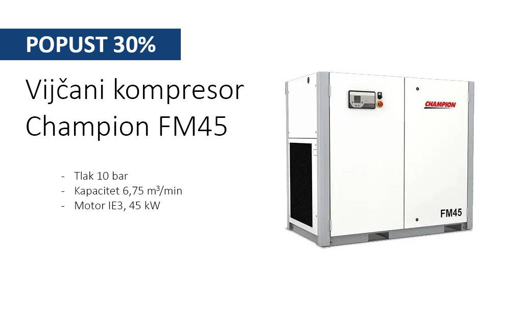 DAR d.o.o. 30% popusta na vijčani kompresor Champion FM45