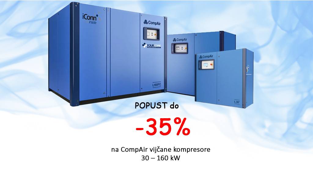 Zamijenite svoj stari energetski neučinkovit kompresor novim  premium efficiency vijčanim kompresorom uz popuste do 35%
